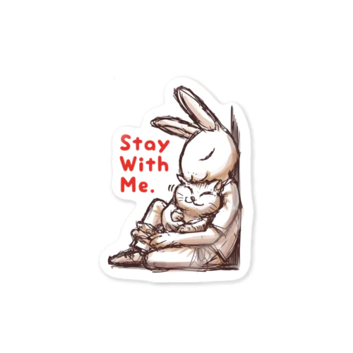 うさぎとねこ　Stay With Me Sticker