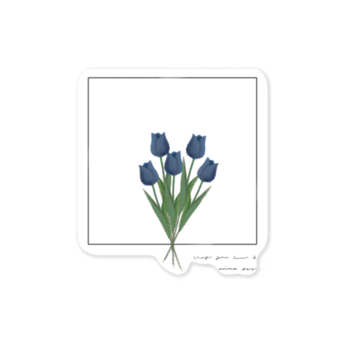 blue tulip bouquet , logo flame ステッカー