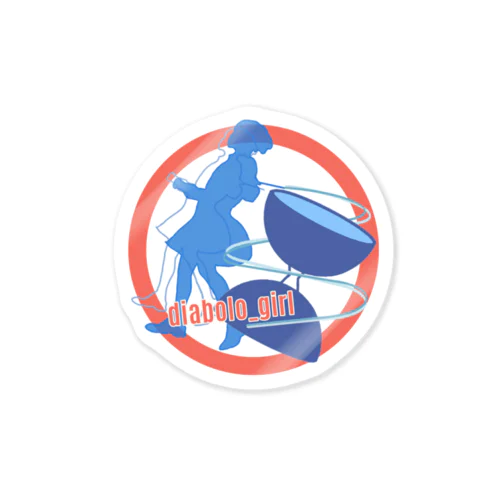 diabolo_girl　blue ジャグリング Sticker