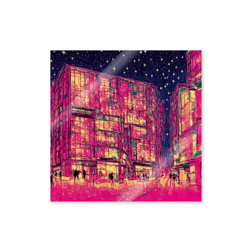 modern pink city ステッカー