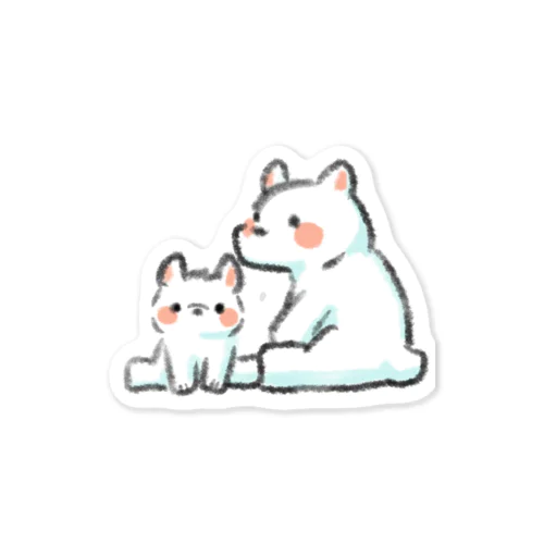 ふわふわシロクマ親子 Sticker