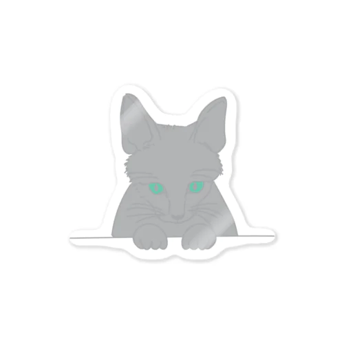 ひょっこり顔出し猫　グレー Sticker