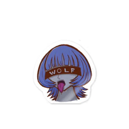 ウルフちゃん　水色×茶色 Sticker