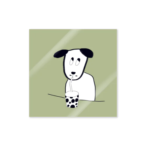 ミルクティーが好きな可愛い子犬 Sticker