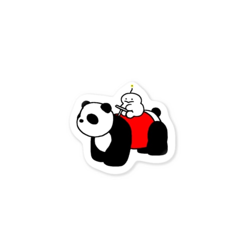 ぷりぷりうちゅうじんとパンダの乗り物 Sticker