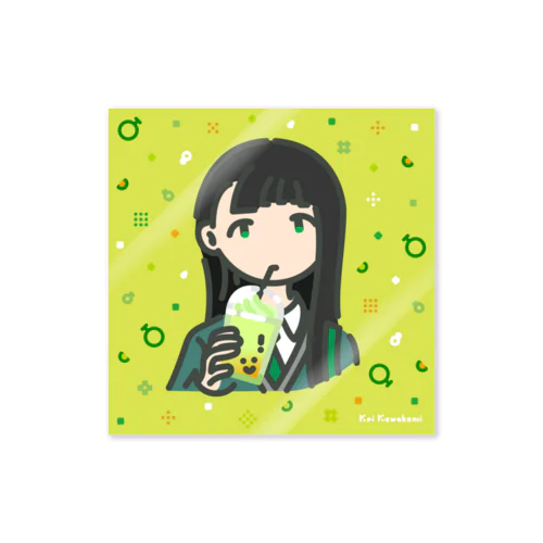 Girl_drink-frappuccino Sticker