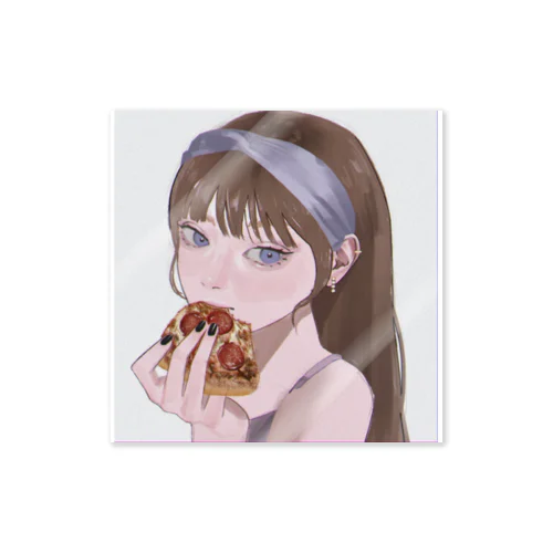 ピザたべる女の子 Sticker