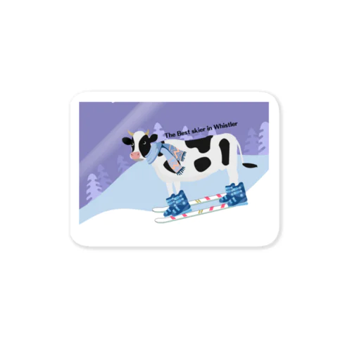 The cow skier Sticker