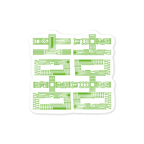 【緑・電子回路】双喜紋 ステッカー