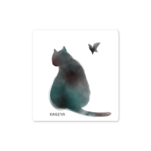 猫と蝶 Sticker