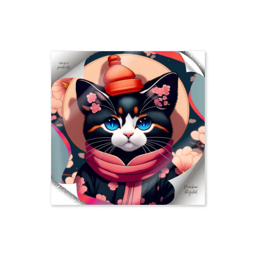 浮世絵catsパンクシティ 葛飾キャッツ斎（猫名 チャコ） Sticker