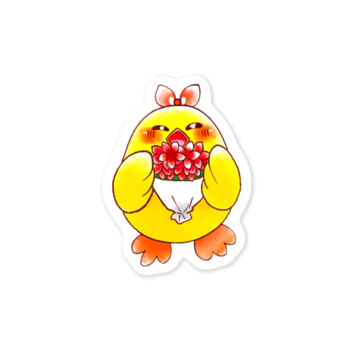 ピヨかちゃんのお花 Sticker