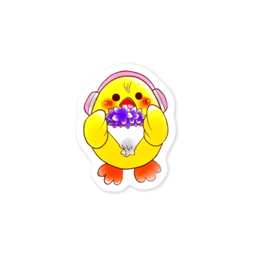 ピヨりちゃんのお花 Sticker