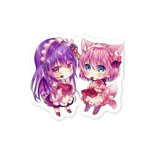 黒娘＆恋月ロウ バレンタインバージョン Sticker