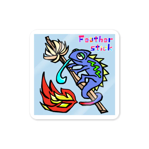 【Feather stick】七色カメレオン　空と海 ステッカー