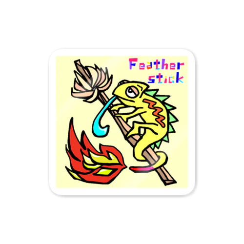 【Feather stick】七色カメレオン　夜空の星 ステッカー