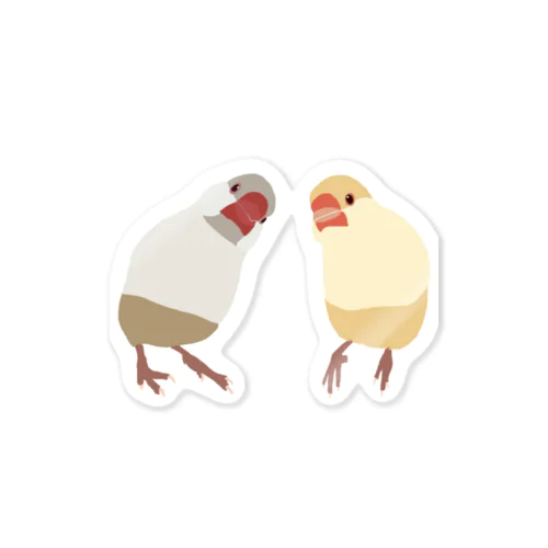 クリーム文鳥×クリームイノ文鳥 Sticker