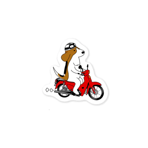 カブに乗るビーグル犬のカブ Sticker