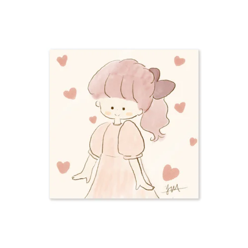 ピンク髪 ポニーテール女の子 Sticker