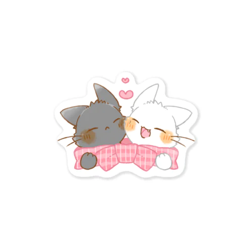 なかよし猫さん　黒猫＆白猫ver Sticker