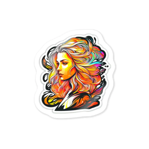 虹色の髪の女性 Sticker