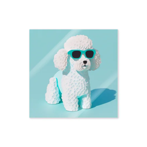 white toy poodle living in Gold coast ステッカー