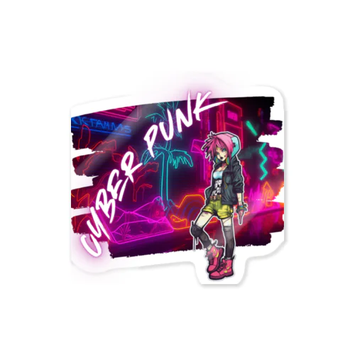 syber punk girl ステッカー