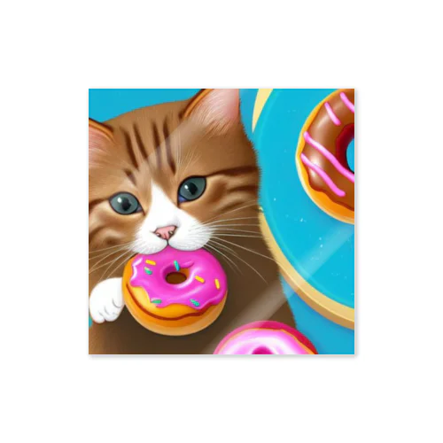 ドーナツを咥える猫 Sticker