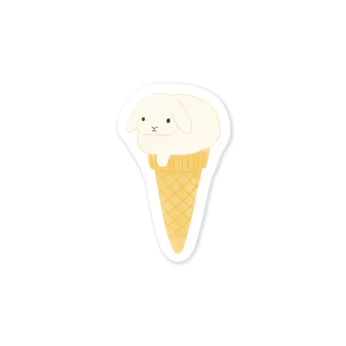うさアイスクリーム(白ロップ) Sticker