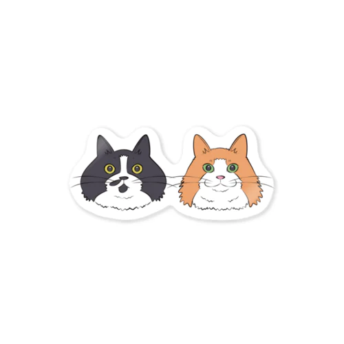 片髭ハチ子と髭袋デカ美 Sticker