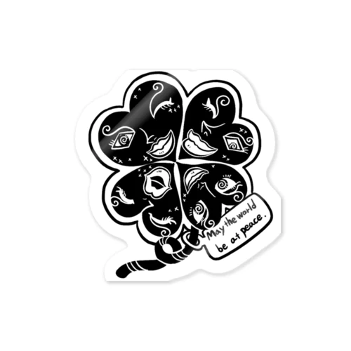 Four-leaf clover for happiness. Sticker