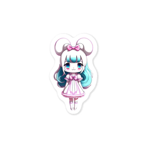 可愛いうさ耳ちびキャラ女の子 Sticker