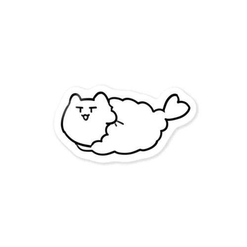 まゆげねこ-えびふらい Sticker