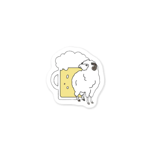 ビールとひつじ Sticker