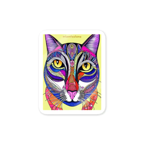 カラフルでエスニックテイストでポップな猫－Colorful, ethnic flavored, pop cat. Sticker