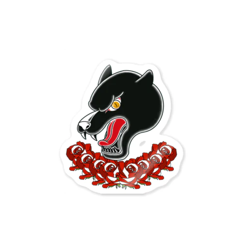 Jaguar＆Rose Sticker