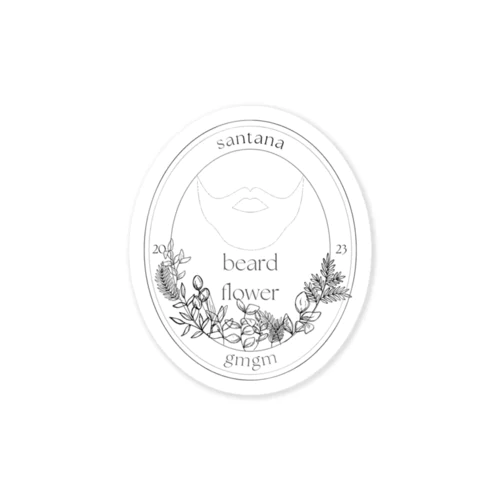 beard flower 03 : White ステッカー