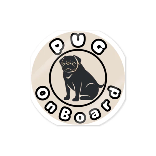 パグが乗っています（Pug on board） ステッカー