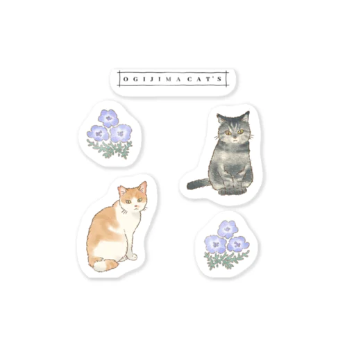 男木島猫ずかんステッカー(ココア/トリコ) Sticker