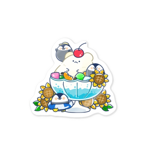 ゆるっとかわいいペンギンさんのかき氷タイム Sticker