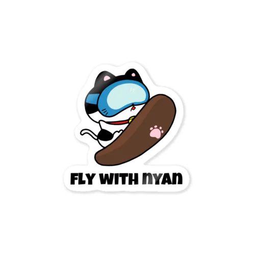 FLY WITH NYAN スノボねこ ステッカー