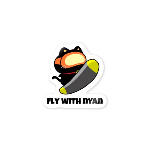FLY WITH NYAN スノボ黒ねこ Sticker