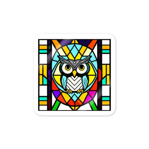 friends in stained glass - owl1 ステッカー