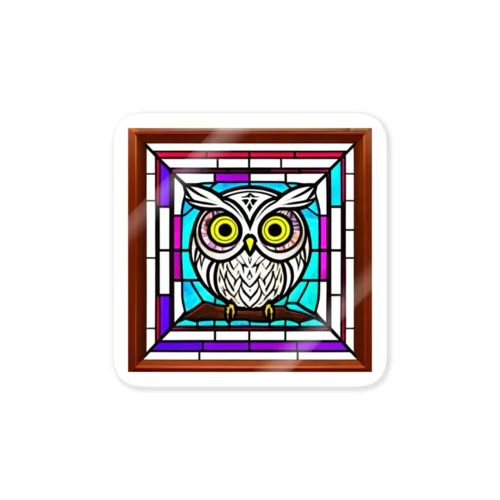 friends in stained glass - owl2 ステッカー