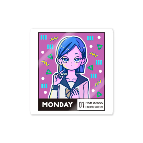 01-1-high school-Monday Sticker