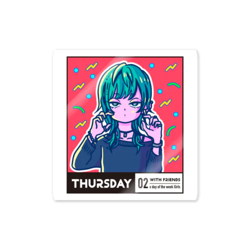 02-4-with friends-Thursday  ステッカー