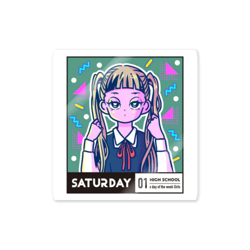 01-6-high school-Saturday ステッカー