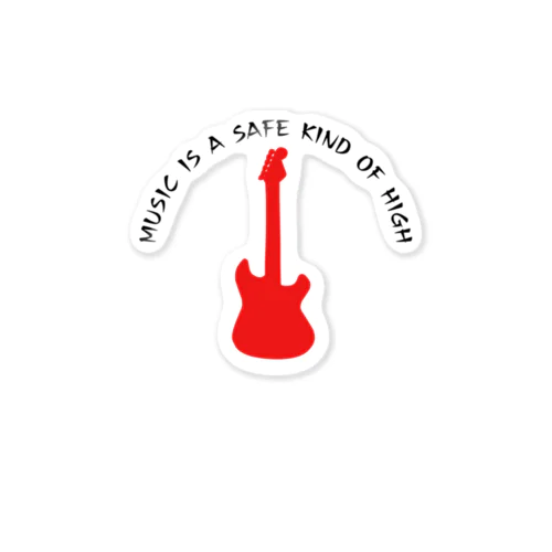 赤いギター Music is a safe…ギタリスト名言　黒 Sticker