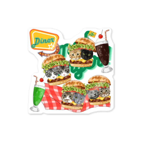 muchaguraainima hamburger Sticker