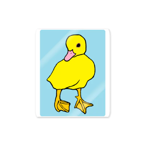 黄色いアヒルの子（ブルー）　Yellow Duckling (Blue) Sticker